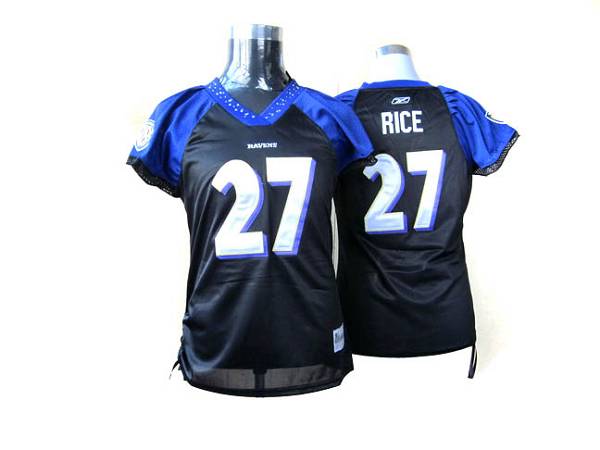 Ravens #27 Ray Rice Black Women's Field Flirt Stitched NFL Jersey